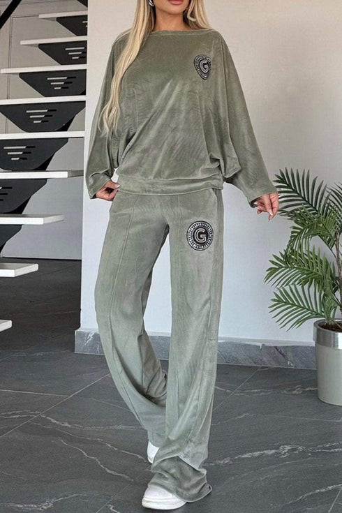 'Fauna' Long Sleeve Top and Pants Set - Celes Fashion